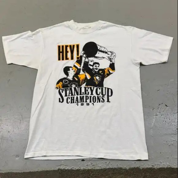 Tops - Vintage Vintage 1990s Pittsburgh Penguins Stanley Lemieux T Shirt